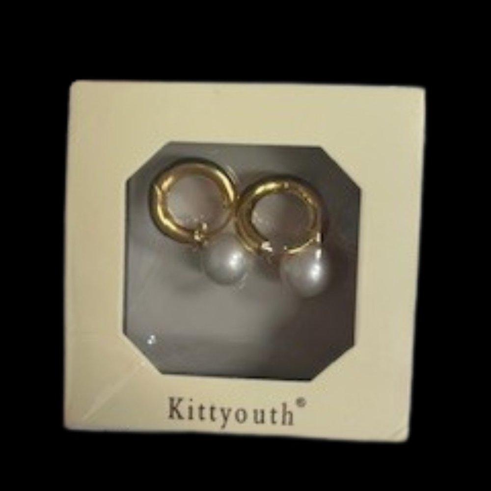 Huggie Pearl Drop Earrings